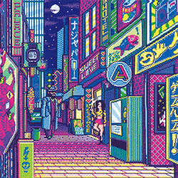 Chinatown Colorful Pixel Digital Art