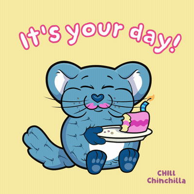 Chinchilla Holding Cake Saying It's Your Day GIF