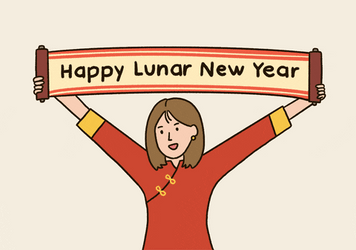 Chinese New Year 2022 Banner Cartoon Lady GIF