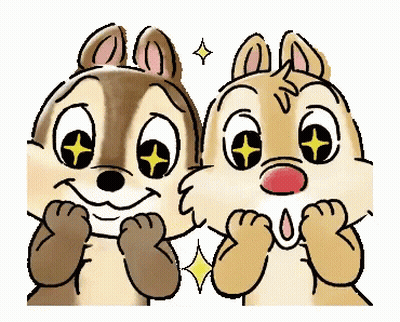 Chipmunk And Squirrel With Stars In Eyes GIF