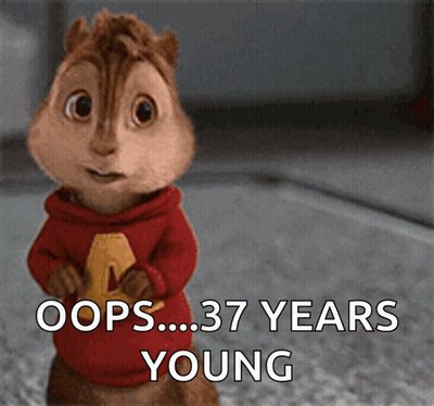 Chipmunk In Red Sweater Saying Oops 37 Years Young GIF