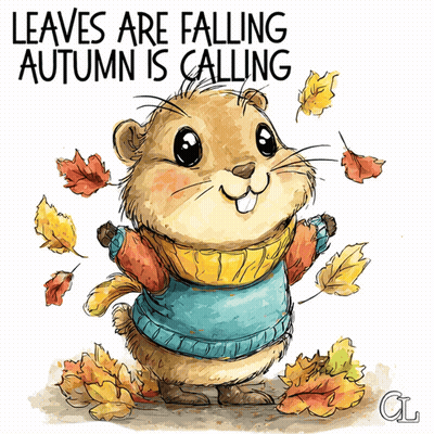 Chipmunk In Sweater And Scarf Saying Leaves Are Falling GIF