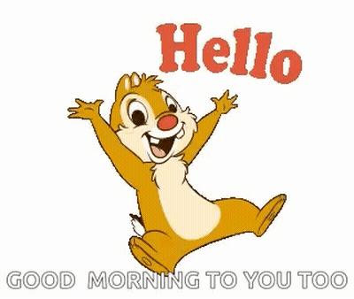 Chipmunk Jumping Arms Outstretched Saying Hello Good Morning To You Too GIF