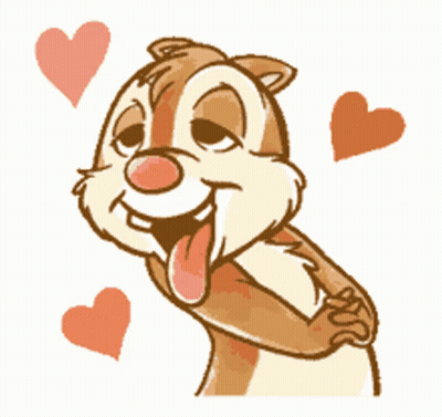 Chipmunk With Tongue Out And Hearts Around GIF