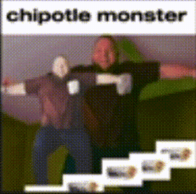 Chipotle Monster Advertisement With Dancing Men GIF