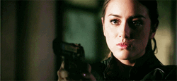 Chloe Bennet Holding A Gun GIF