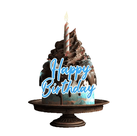 Chocolate Birthday Cake With Lit Candle Sticker