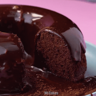 Chocolate Bundt Cake With Slice GIF