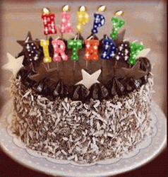 Chocolate Cake Happy Birthday Blinking Light GIF