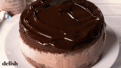 Chocolate Cake On Plate Saying Delish GIF
