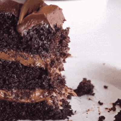 Chocolate Cake Slice With Bite GIF