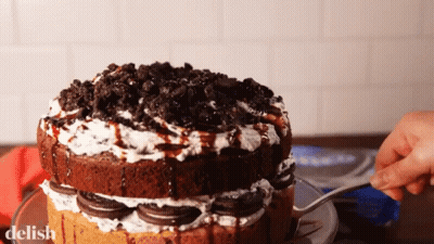 Chocolate Cake With Oreos and Whipped Cream