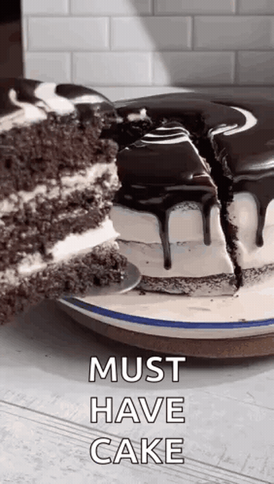 Chocolate Cake With Slice And Must Have Cake GIF