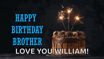 Chocolate Cake With Sparklers Happy Birthday Brother William GIF