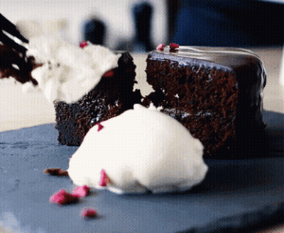 Chocolate Cake With Whipped Cream GIF