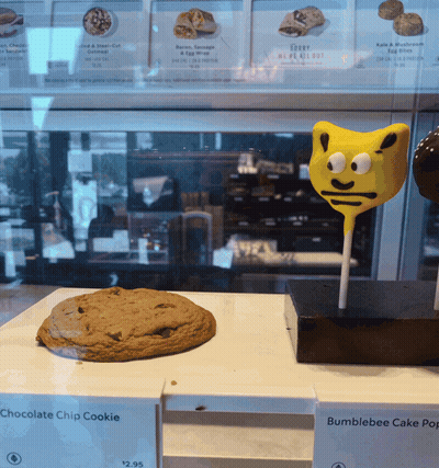 Chocolate Chip Cookie And Bumblebee Cake Pop GIF