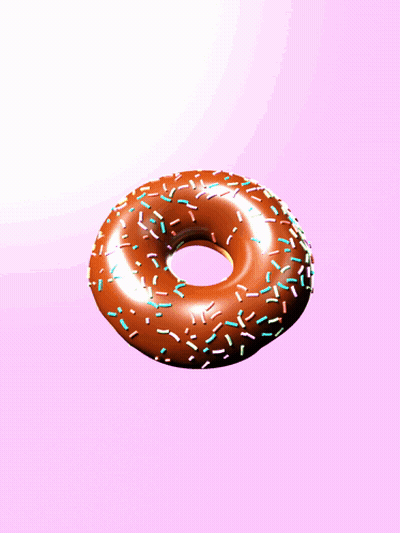 Chocolate Donut With Sprinkles On Pink Surface GIF