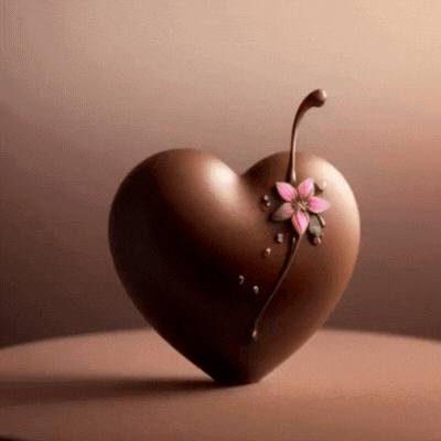 Chocolate Heart With Flower GIF