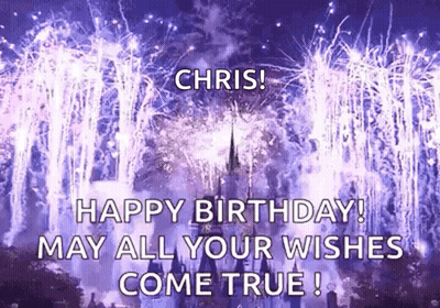 Chris Birthday Greeting With Fireworks GIF