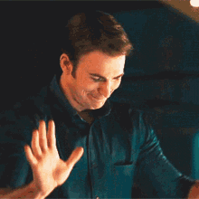 Chris Evans Steve Rogers Handsome Smile Hand Raise GIF