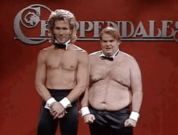 Chris Farley Patrick Swayze Chippendale  GIF