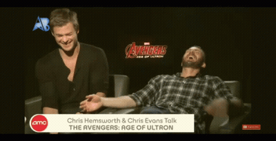 Chris Hemsworth And Chris Evans Talk About Avengers Age Of Ultron GIF