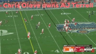 Chris Olave Owns Aj Terrell Is Written On The Top Of A Football Field GIF