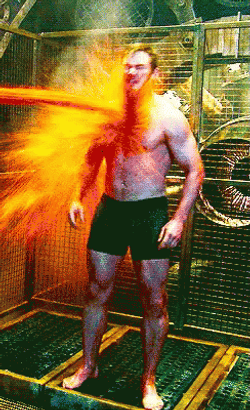 Chris Pratt Sprayed Orange Paint GIF