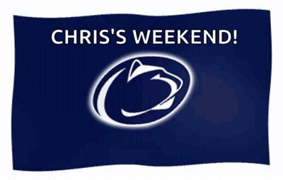 Chris's Weekend On Blue Banner GIF
