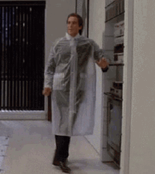 Christian Bale American Psycho Happy Dance GIF