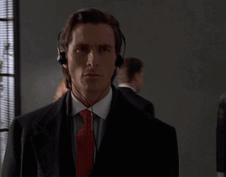 Christian Bale American Psycho Headphones GIF