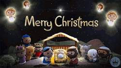 Christian Merry Christmas Cartoon Nativity Scene GIF