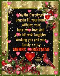 Christian Merry Christmas Floating Hearts GIF