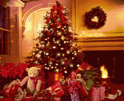 Christian Merry Christmas Gifts Under Tree GIF