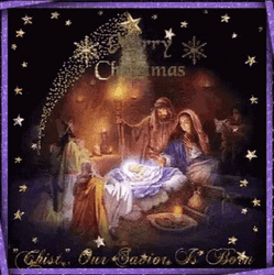 Christian Merry Christmas Jesus Nativity Shining Stars GIF