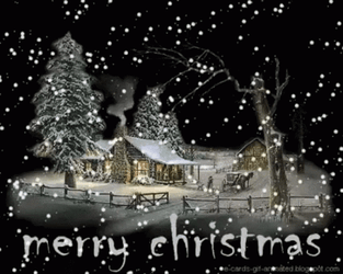 Christian Merry Christmas Snowy Dark Night GIF