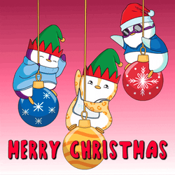 Christian Merry Christmas Waving Pudgy Penguins GIF