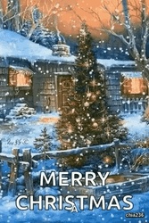 Christian Merry Christmas Winter Town GIF