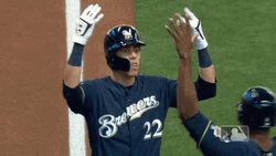 Christian Yelich Brewers Excited High Five