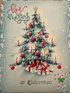 Christmas Card Saying Be Merry At Christmas With Tree GIF