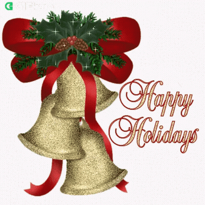 Christmas Card Saying Happy Holidays With Bells GIF