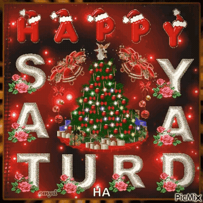 Christmas Card With Christmas Tree Happy Saturd GIF