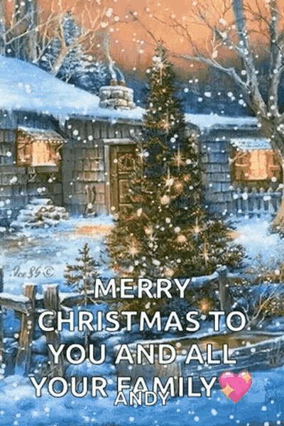 Christmas Card With Tree And House GIF
