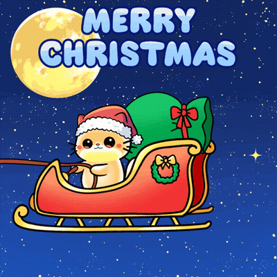 Christmas Cat In Sleigh GIF