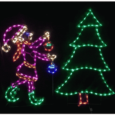 Christmas Display With Animals Holding Presents GIF