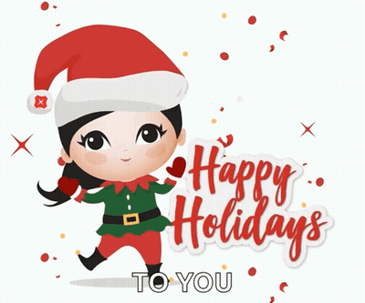 Christmas Elf Girl Saying Happy Holidays To You GIF