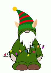 Christmas Elf Wrapped With Christmas Lights GIF