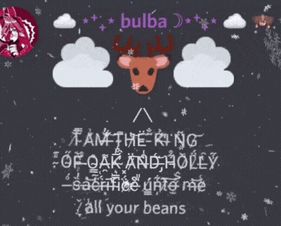 Christmas Greeting Card With Deer Clouds And Bulba GIF