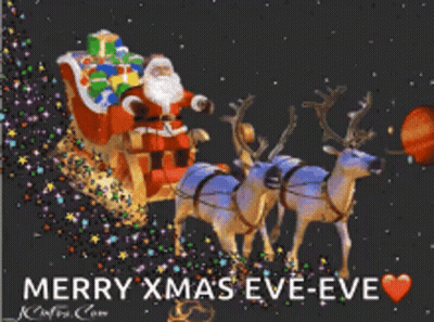 Christmas Santa Sleigh Three Reindeer GIF