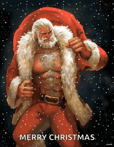 Christmas Scene With Santa Claus And Deer GIF